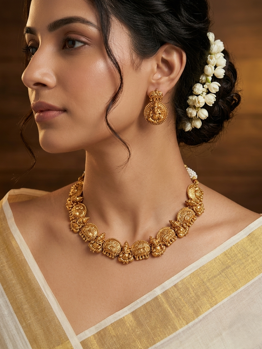 Antique Ganesha & Elephant Necklace